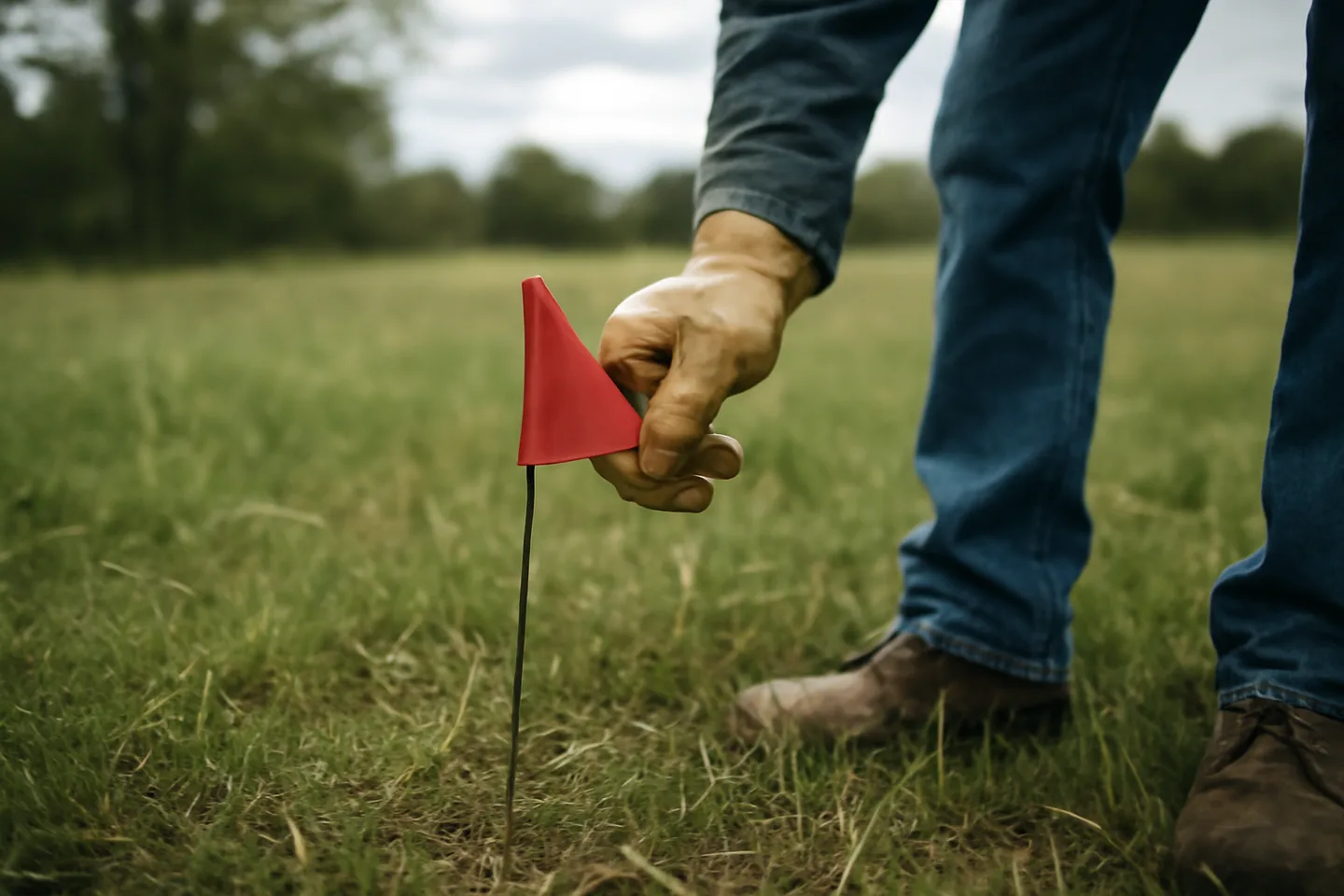 Placing a property boundary marker on a vacant land parcel
