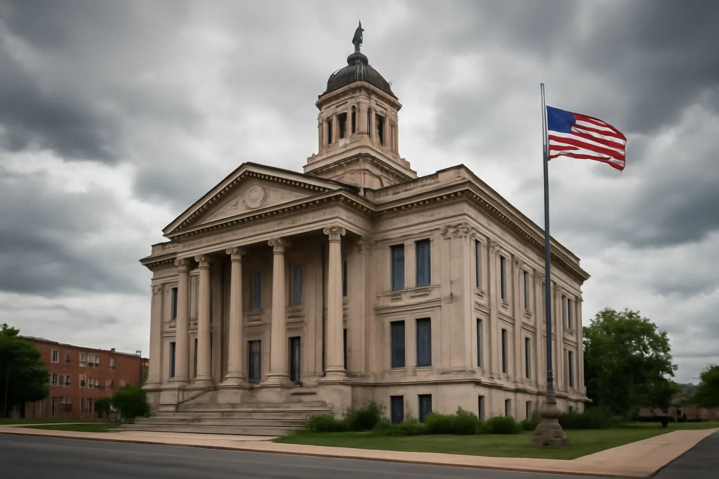 County courthouse exterior in a small town