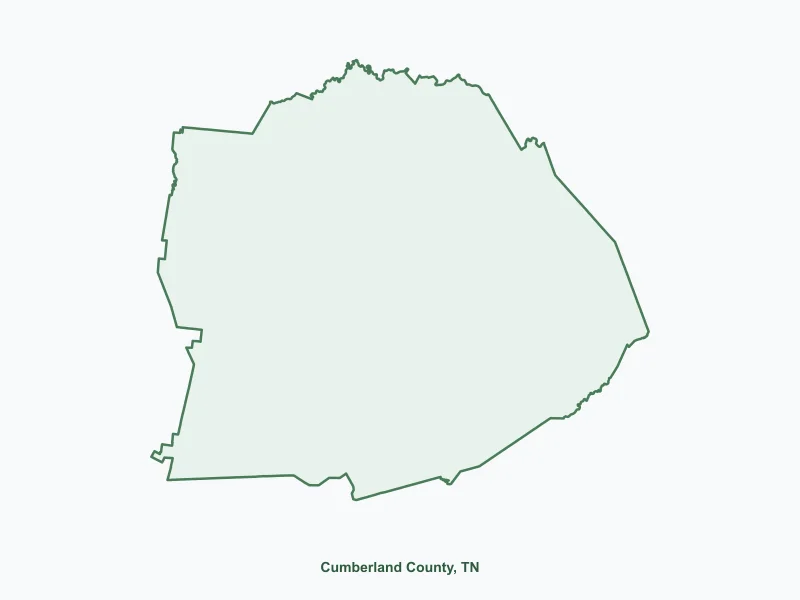 Map of Cumberland County, TN showing major cities