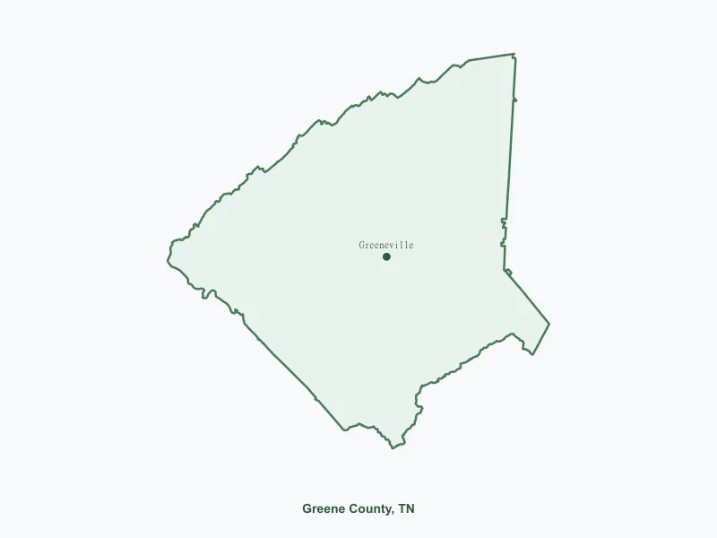 Map of Greene County, TN showing major cities