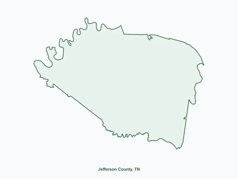 Map of Jefferson County, TN showing major cities