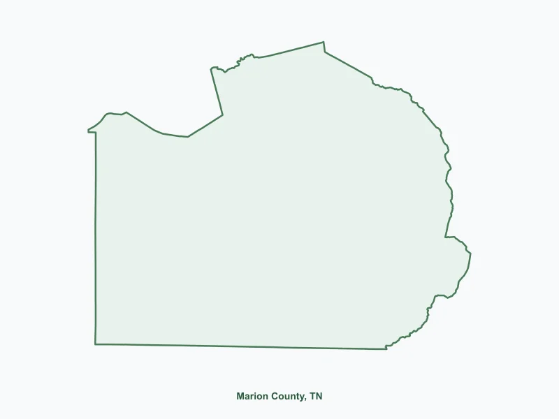 Map of Marion County, TN showing major cities