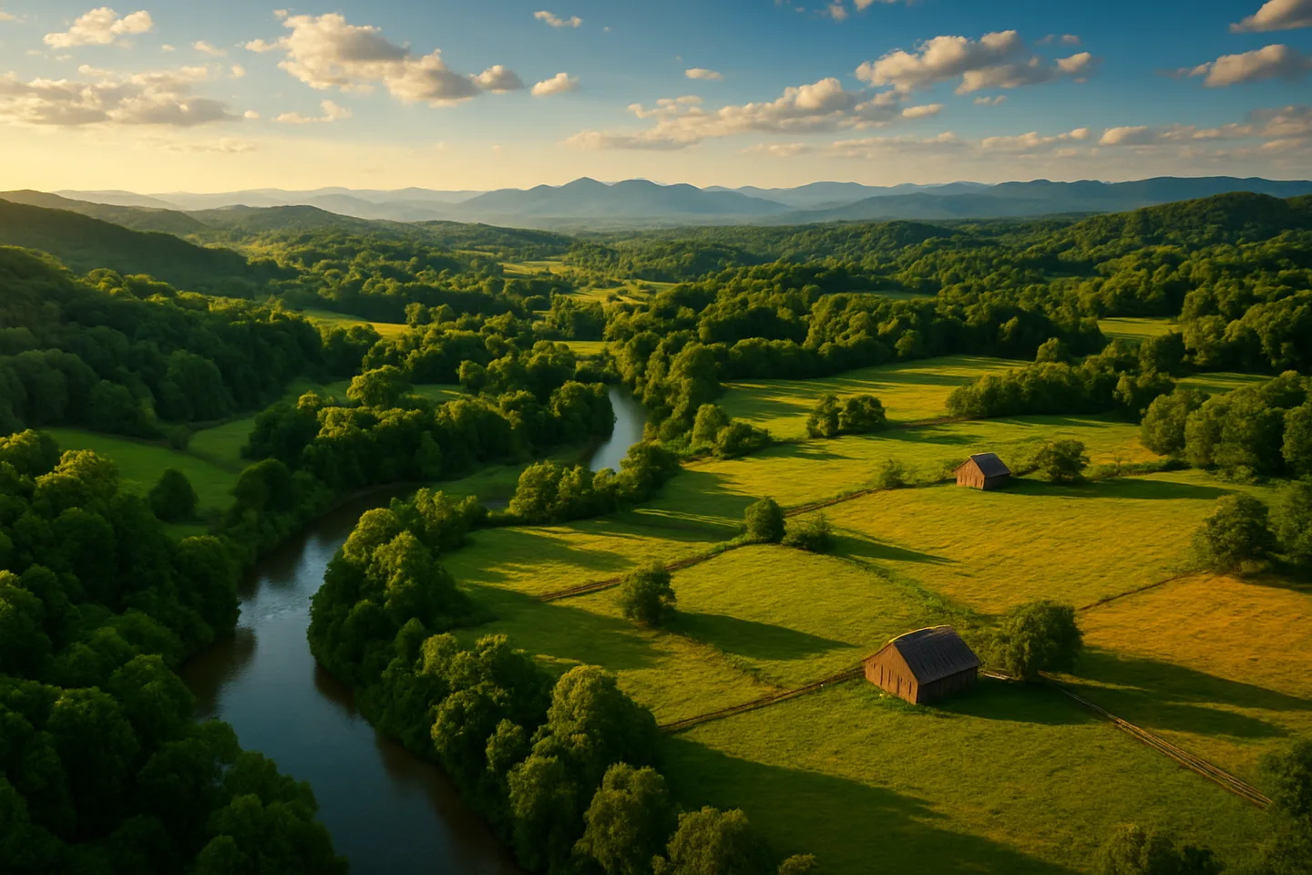 Aerial view of Tennessee State rural land
