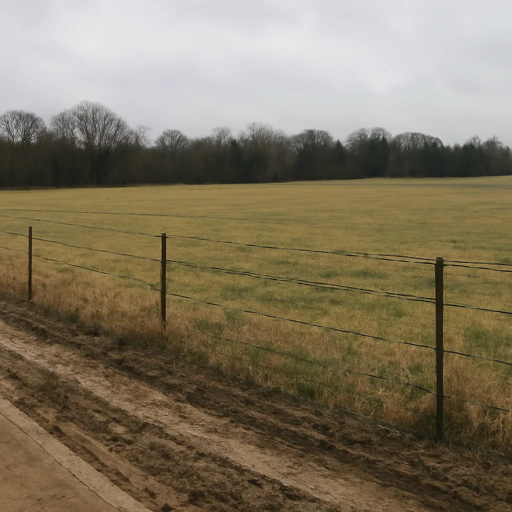 Rural acreage with open grassland and conifer forest in Shelby County, Tennessee